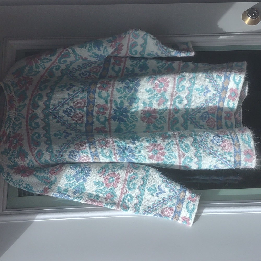 🎁BOGO🎁Vintage 80s 90s Pastel Multicolor Knit Sweater Dana Scott Size Large - Picture 6 of 8